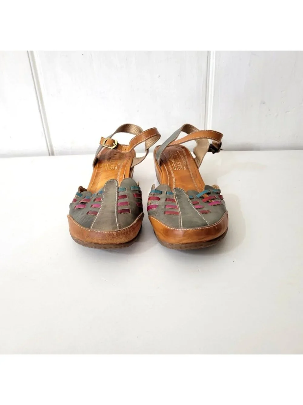Springstep L'Artiste Leather Ankle Strap Shoes With Multicolor Cutout Design Eur - Picture 4 of 8